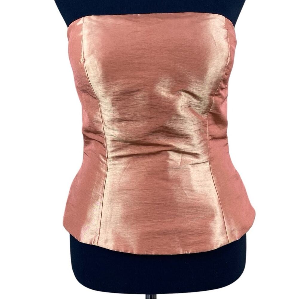 Vintage Bill Levkoff Strapless Corset Top Size 10 Peach Satin